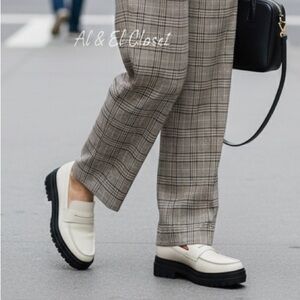 Quince Italian Cow Leather Lug Sole Loafers Bone Ivory Platform Shoes US 8 NIB